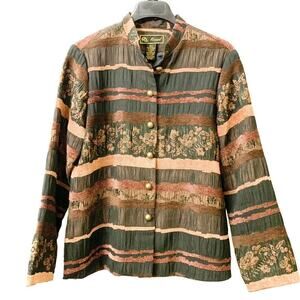 Mirasol Women's Top Blazer‎ Jacket Sz Medium Brown Multicolor Tapestry Lined